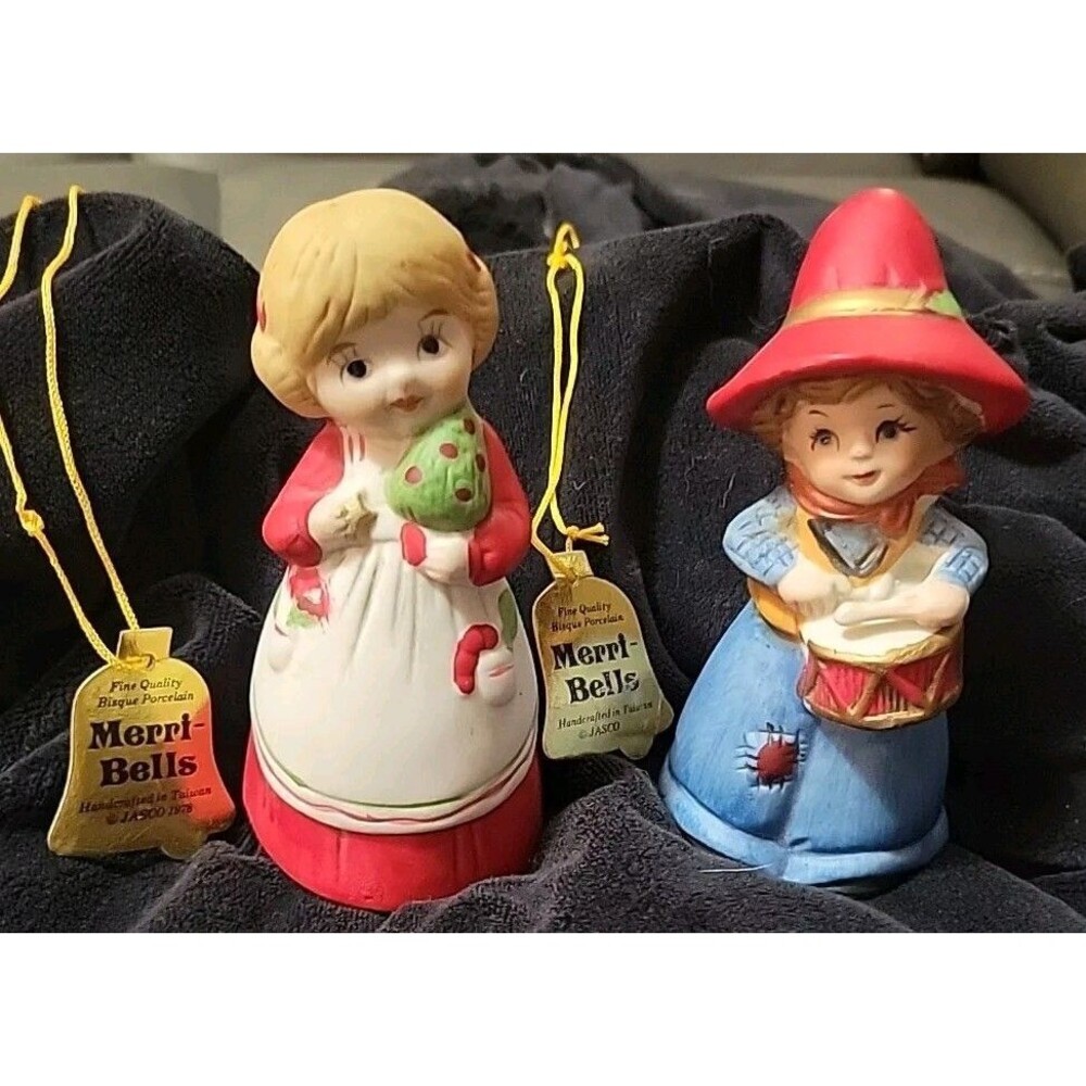 Jasco Bisque Porcelain Merri Bells -  Little Boy and Little Girl (1978)